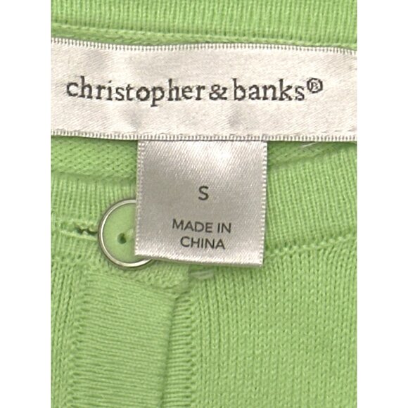 Christopher & Banks Womens Lime Green Button Up Cardigan Sweater Size S - Picture 6 of 8